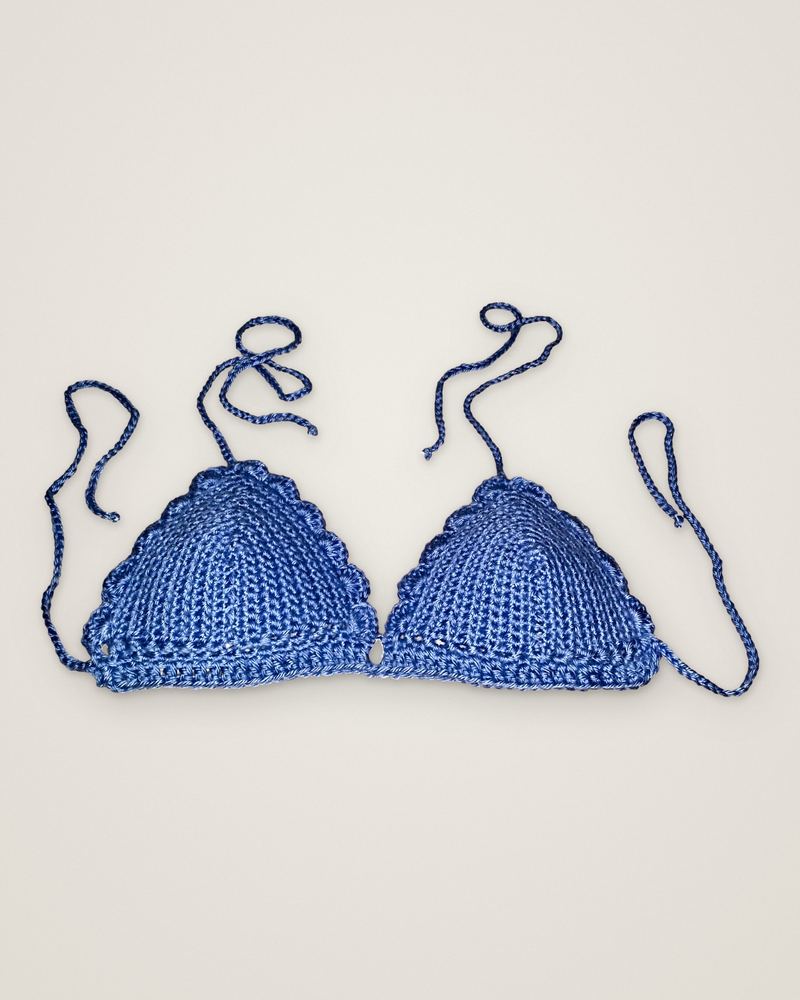 Periwinkle bikini top, flat