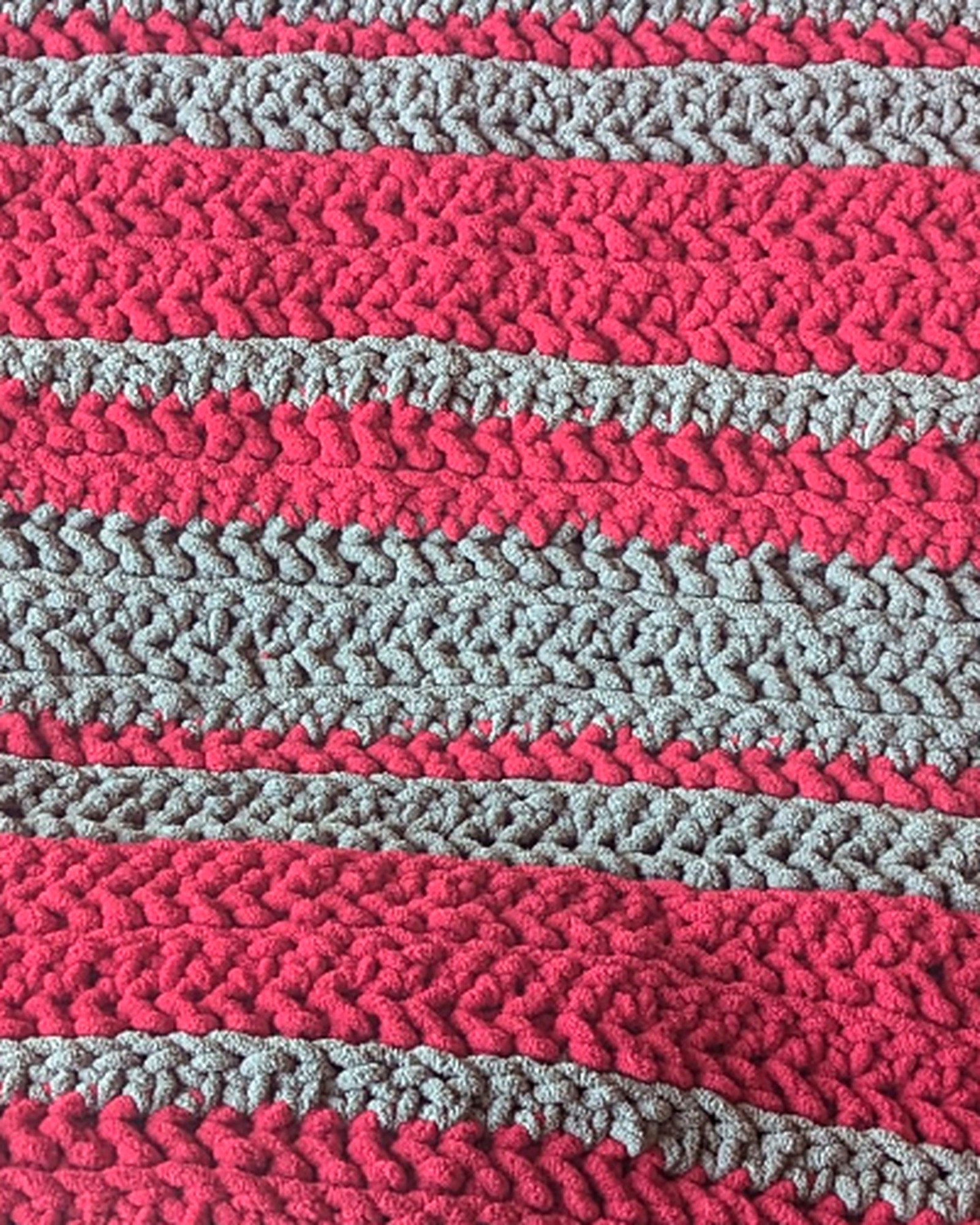 Rose & slate stripe blanket, close-up
